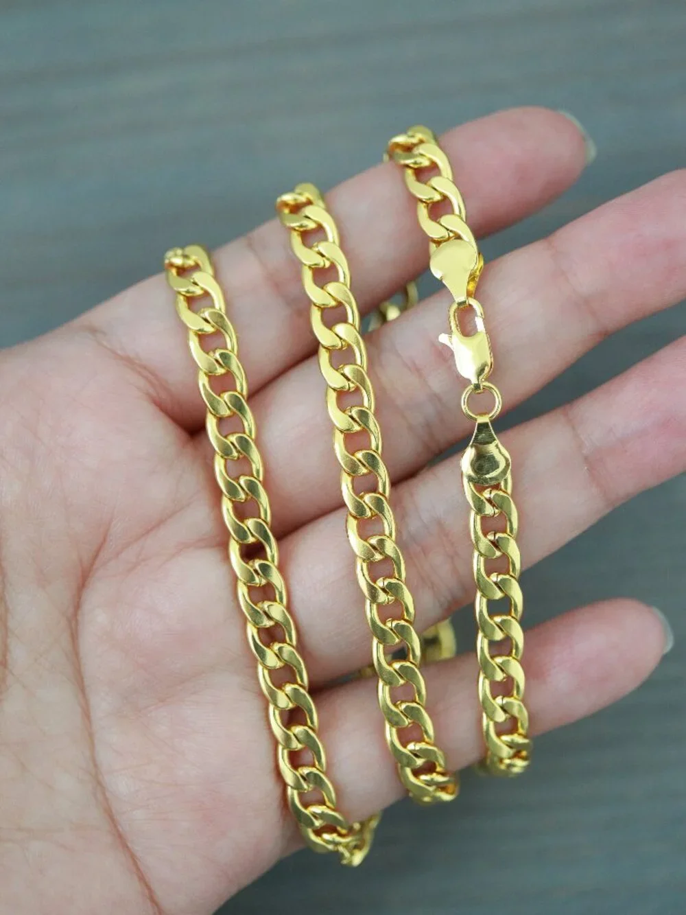 6mm 26inches Curb Cuban Chain Necklace 18k Gold Plated Stainless Steel
